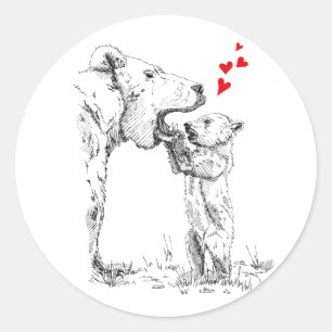 cute baby bear cub showing curioisity. classic round sticker