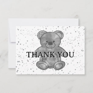 Cute Baby Bear In Black and White Custom Thank You Card