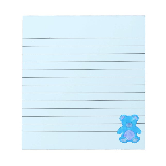 Cute Baby Bear In Blue Custom  Notepad (Front)
