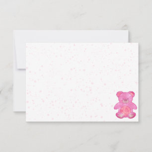 Cute Baby Bear In Pink Custom Blank Card