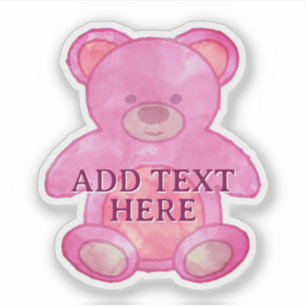Cute Baby Bear In Pink Custom Text