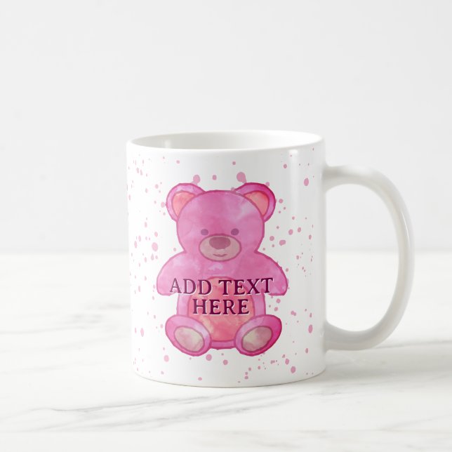 Cute Baby Bear In Pink Custom Text Coffee Mug (Right)