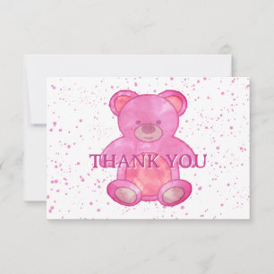 Cute Baby Bear In Pink Custom Thank You Card