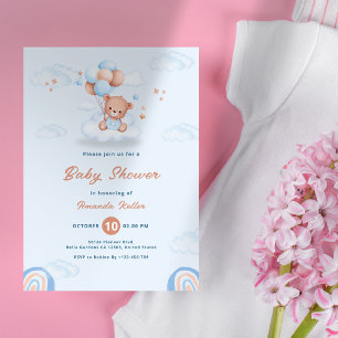 Cute Baby Bear in the Clouds Baby Shower Invitatio Invitation
