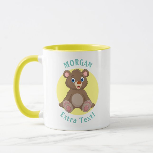 Cute Baby Bear, Personalise Name & Message Mug (Left)