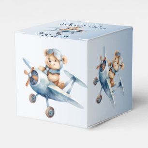 Cute Baby Bear Pilot Blue Aeroplane Beautiful Favour Box