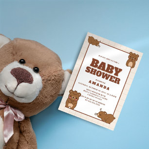 Cute Baby Bear Simple Baby Shower Invitation