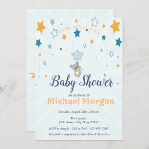 Cute Baby Bear, Stars Invitation
