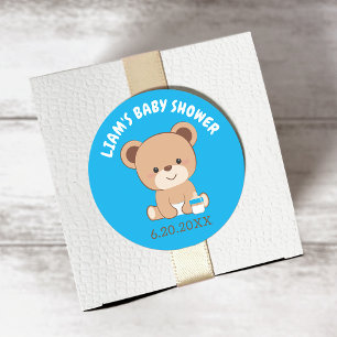 Cute Baby Bear Sticker (blue background)