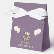 Cute Baby Bear with Balloons Purple Favour Box