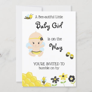 *~* Cute Baby Bee Baby Girl Shower Invitation