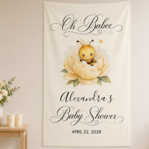 Cute Baby Bee Yellow Watercolor Baby Shower Banner
