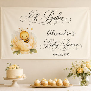 Cute Baby Bee Yellow Watercolor Baby Shower Banner