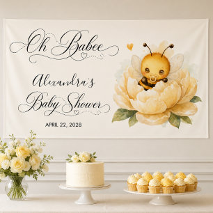 Cute Baby Bee Yellow Watercolor Baby Shower Banner
