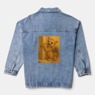 Cute baby big eye gryphon scratching post fantasy denim jacket