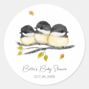 Cute Baby Bird Chickadees Baby Shower Classic Round Sticker