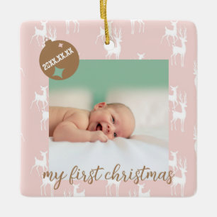 Cute Baby Birth Announcement Photo Ceramic Ornament