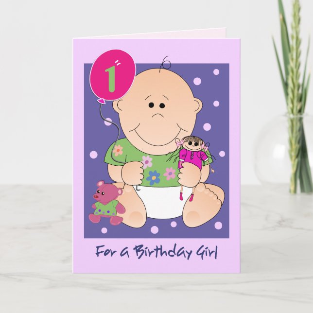 Cute Baby Birthday card with Text (Front)