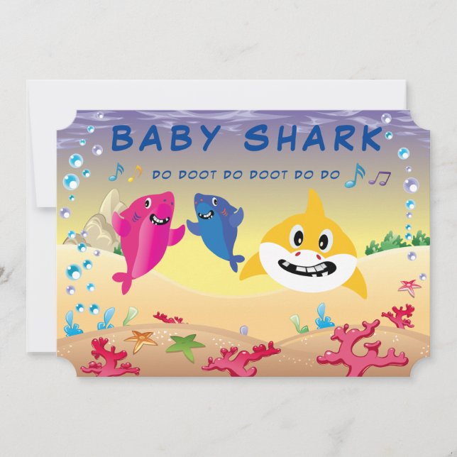 Cute 🦈 Baby Birthday Shark Ocean Party  Invitation (Front)