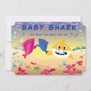Cute 🦈 Baby Birthday Shark Ocean Party  Invitation