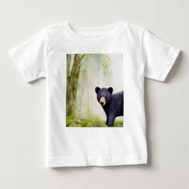 Cute Baby Black Bear Cub T-Shirt for Kids (Front)