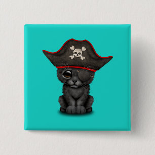 Cute Baby Black Panther Cub Pirate 15 Cm Square Badge