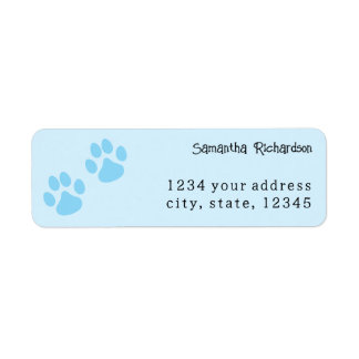 Cute Baby Blue Animal Pawprint Return Address Label