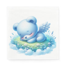 CUTE BABY BLUE BOY TEDDY BEAR SLEEPING