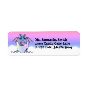 Cute Baby Blue Dragon in Egg Return Address Label