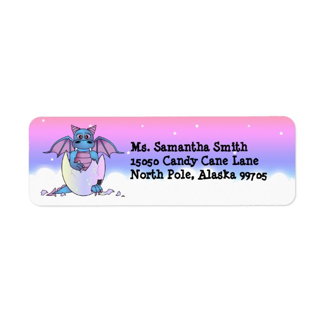 Cute Baby Blue Dragon in Egg Return Address Label (Front)