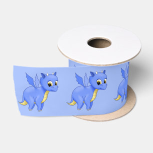 Cute Baby Blue Dragon Satin Ribbon