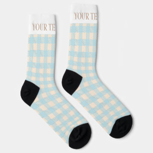 Cute Baby blue gingham prepply plaid checked Socks