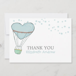 Cute Baby Blue Hot Air Balloon Baby Shower Thank You Card