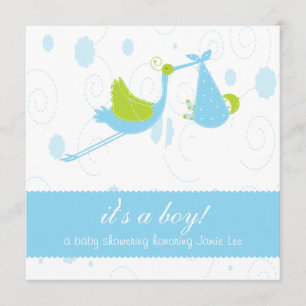 Cute Baby Blue "it's a boy" Baby Shower Invitation