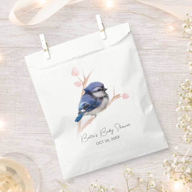 Cute Baby Blue Jay Baby Shower Favour Bag (Clipped)