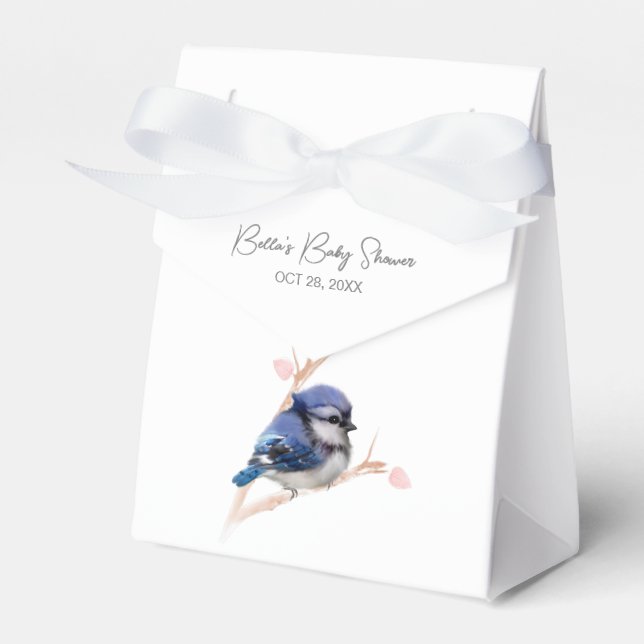 Cute Baby Blue Jay Baby Shower Favour Box (Front Side)