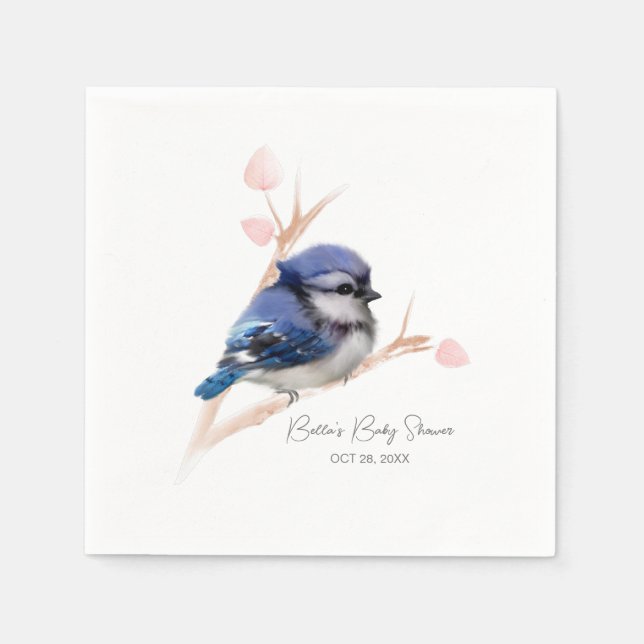 Cute Baby Blue Jay Baby Shower Napkin (Front)