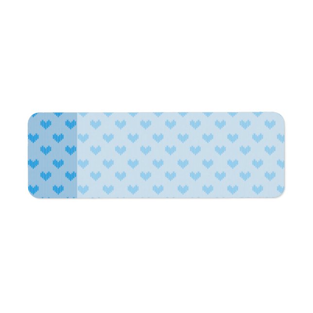 Cute Baby Blue Little Knitted Hearts Return Address Label (Front)