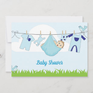 Cute Baby Blue Sky Baby Boy Shower Invitation