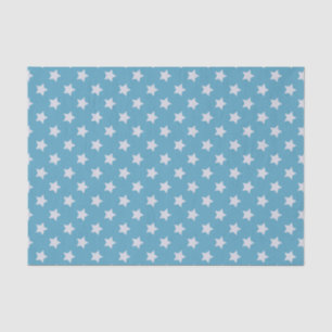 Cute Baby Blue Star Light Grey Repeat Pattern Tissue Paper