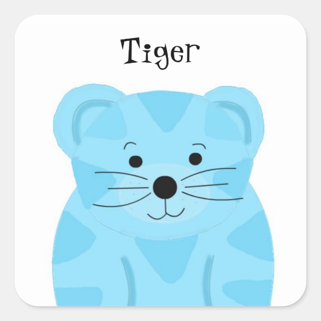 Cute Baby Blue Tiger Square Sticker (Front)