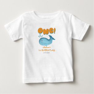 Cute Baby Blue Whale 1st Birthday T-Shirt