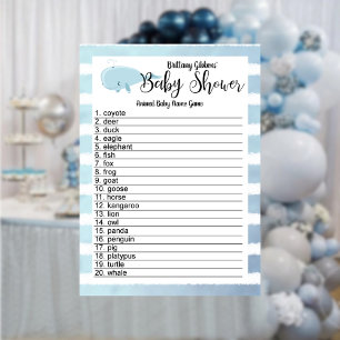 Cute Baby Blue Whale Striped Animal Name Game