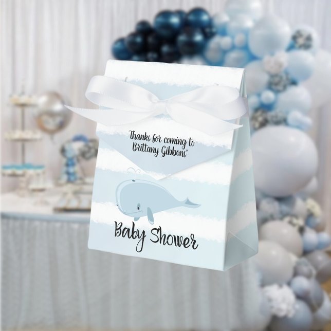 Cute Baby Blue Whale Striped Baby Shower Favour Box (Creator Uploaded)