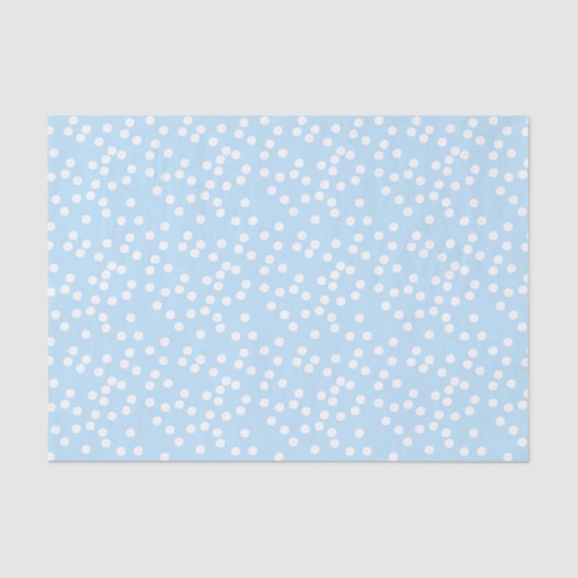 Cute Baby Blue & White Confetti / Polkadots Tissue Paper (Front)