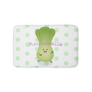 Cute baby bok choy cartoon illustration bath mat