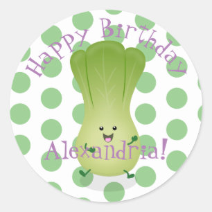 Cute baby bok choy cartoon illustration classic round sticker