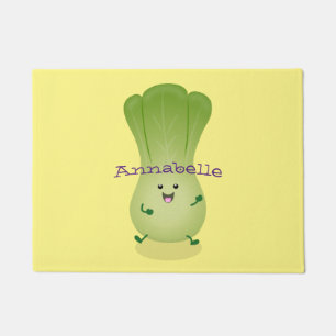 Cute baby bok choy cartoon illustration doormat