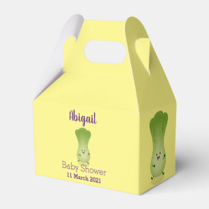 Cute baby bok choy cartoon illustration favour box