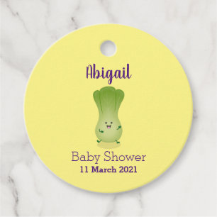 Cute baby bok choy cartoon illustration favour tags
